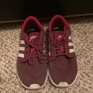 Maroon adidas running shoes